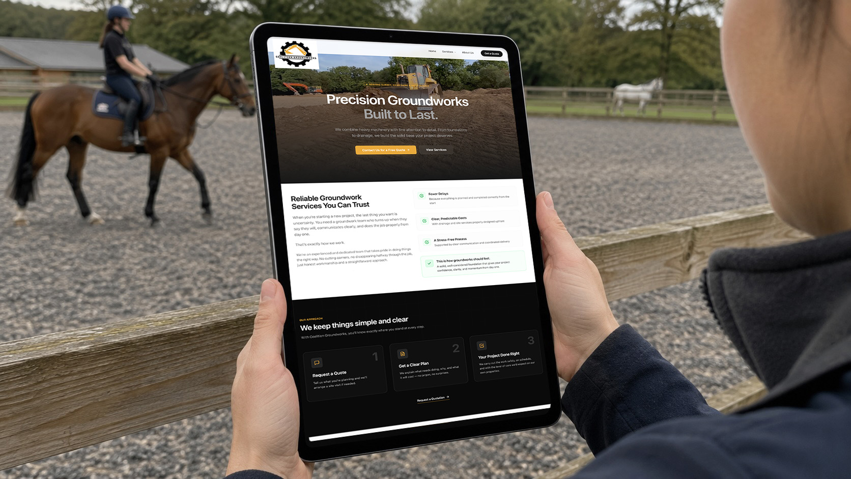 Coalition Groundworks website on laptop and mobile devices