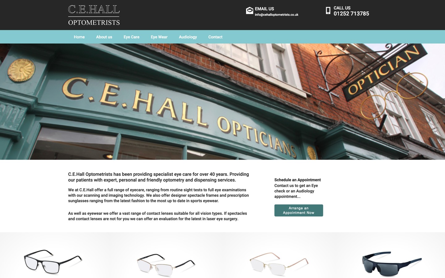 CE Hall Optometrists website