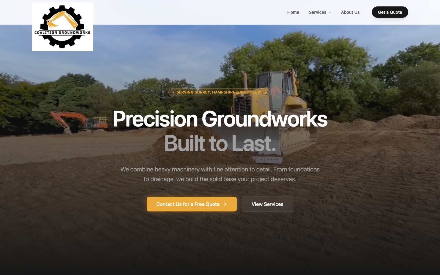 Coalition Groundworks website on desktop