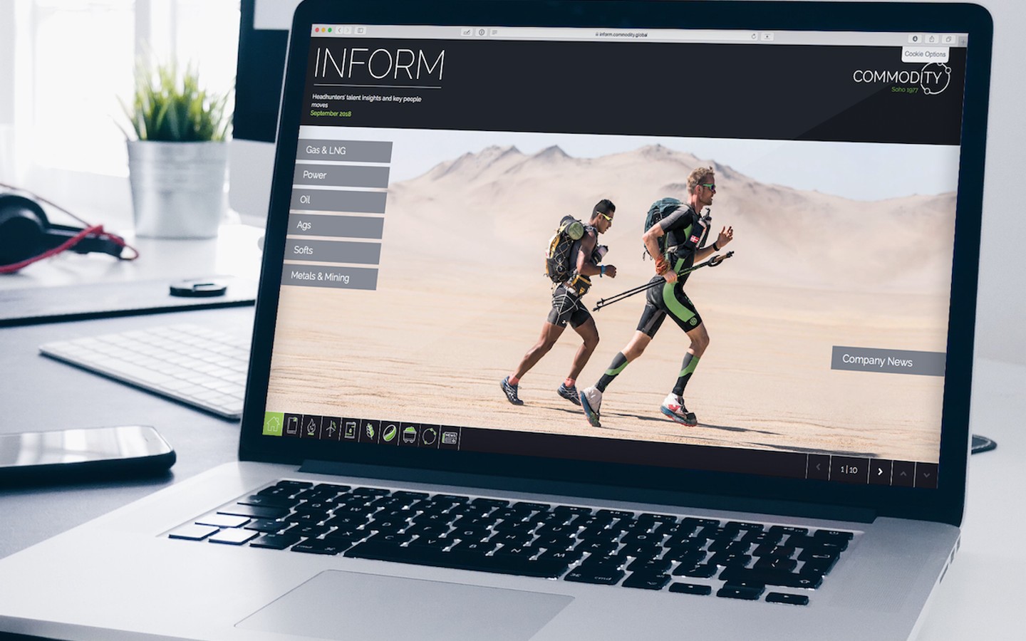 Commodity Global newsletter on laptop