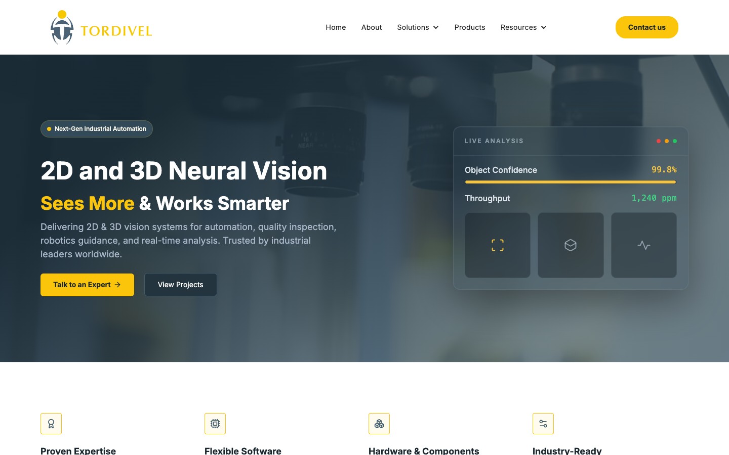 Tordivel website homepage on desktop